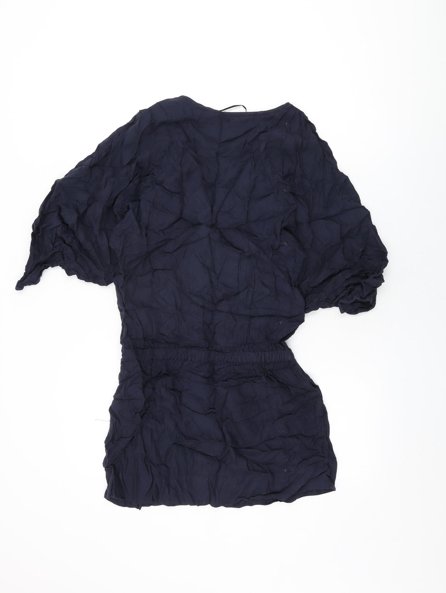 Zara Womens Blue Viscose Basic T-Shirt Size XS V-Neck