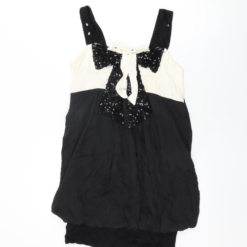 New York Laundry Womens Black Viscose Shift Size 12 Square Neck Pullover