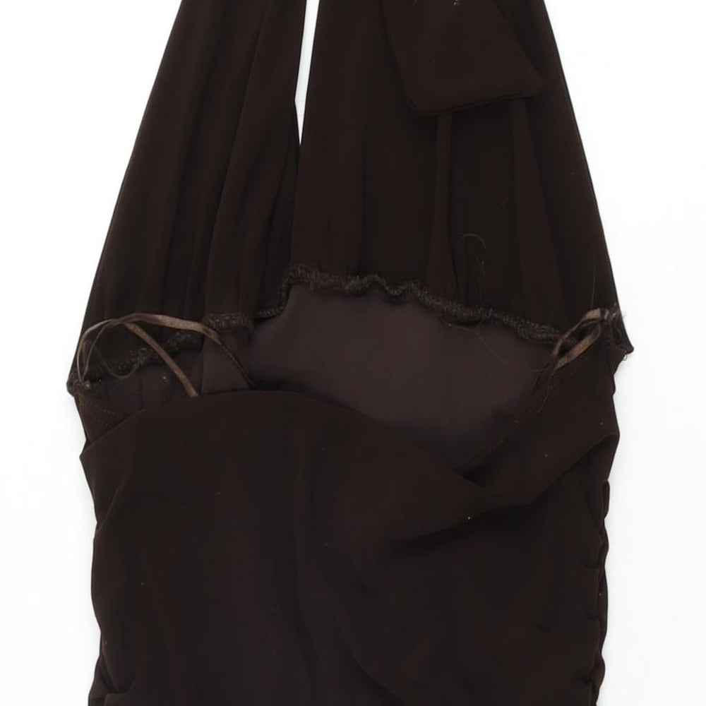 Influence Womens Brown Polyester Shift Size S Halter Tie - Size S/M