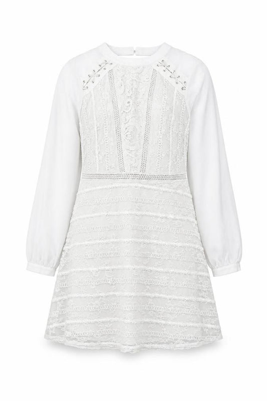 Front view of Topshop women’s grey floral polyester skater dress, size UK 10, round neck zip