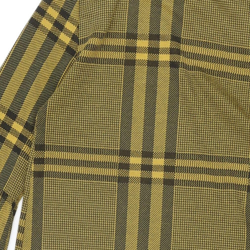 New Look Womens Yellow Plaid Polyester Shift Size 8 Round Neck Pullover