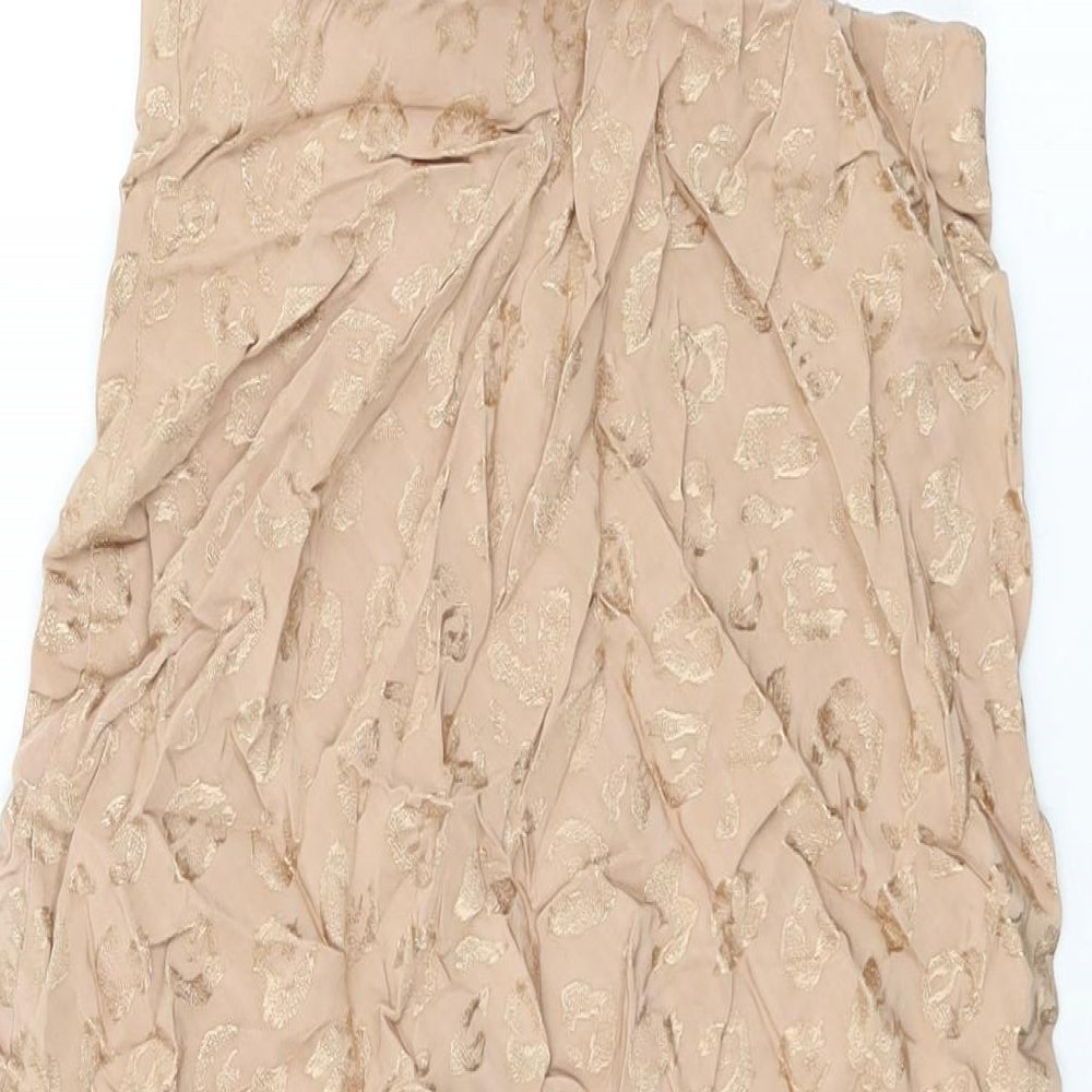 ASOS Womens Beige Animal Print Viscose Flare Skirt Size 10