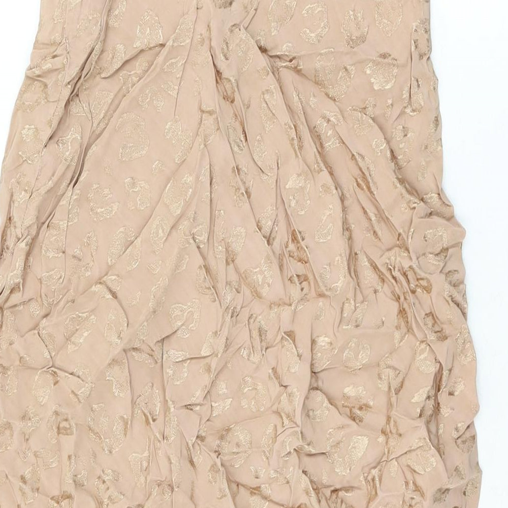 ASOS Womens Beige Animal Print Viscose Flare Skirt Size 10