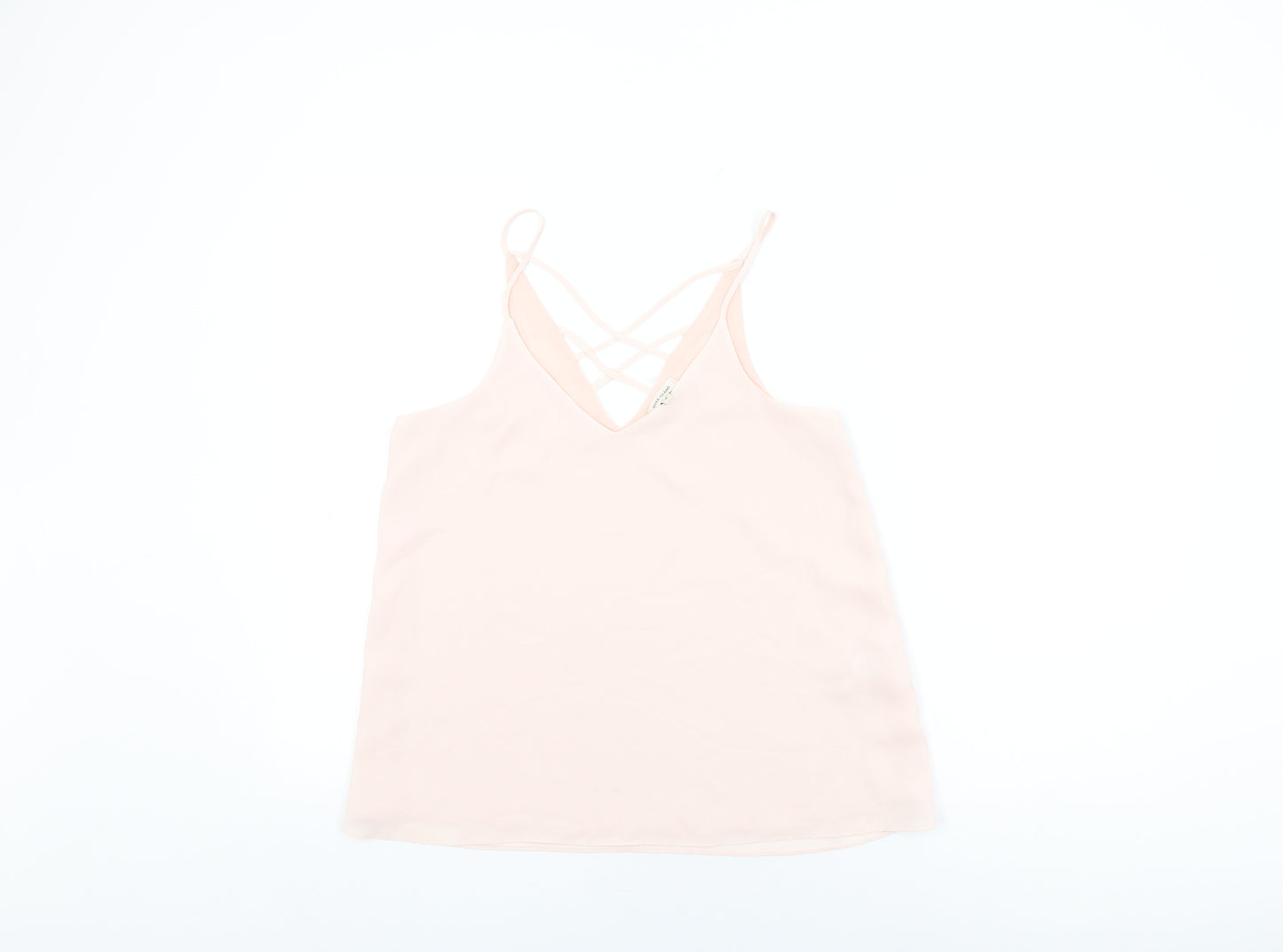 River Island Womens Pink Polyester Basic T-Shirt Size 8 V-Neck