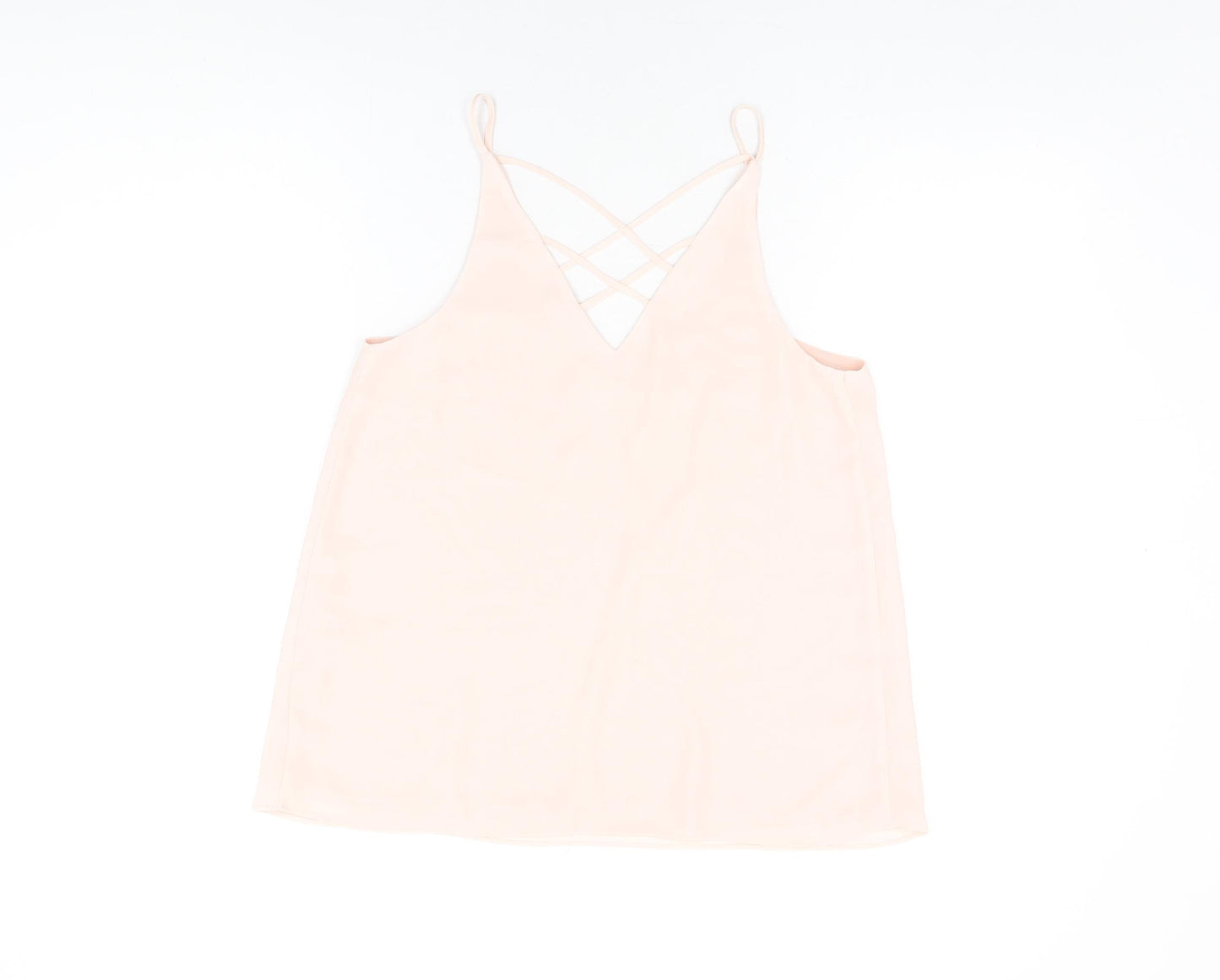 River Island Womens Pink Polyester Basic T-Shirt Size 8 V-Neck