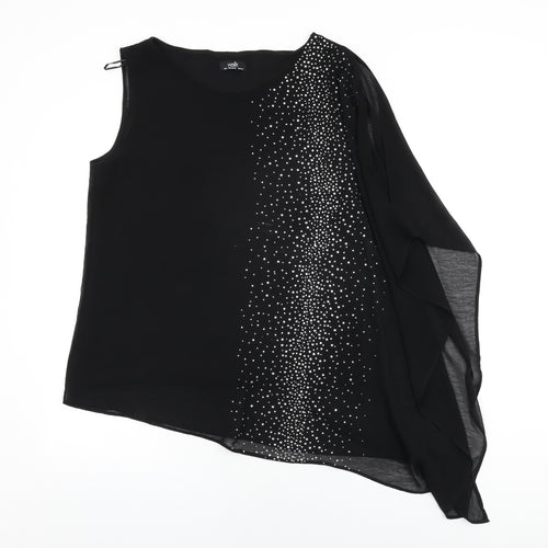 Wallis Womens Black Polyester Basic Blouse Size M Round Neck