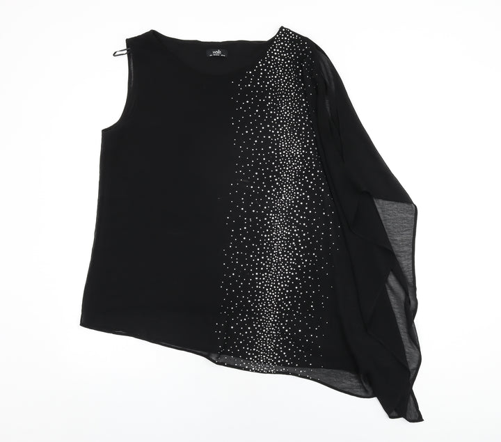 Wallis Womens Black Polyester Basic Blouse Size M Round Neck