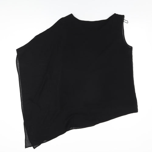 Wallis Womens Black Polyester Basic Blouse Size M Round Neck
