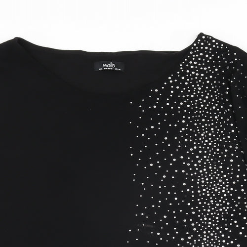 Wallis Womens Black Polyester Basic Blouse Size M Round Neck