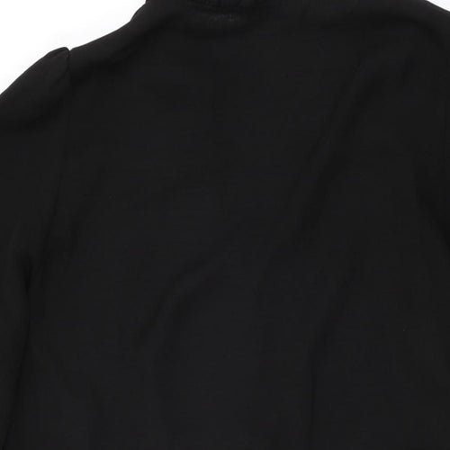 New Look Womens Black Polyester Shift Size 12 Round Neck Button