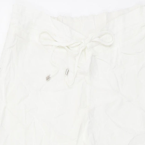 Marks and Spencer Womens White Viscose Trousers Size 18 L28.5 in Regular Drawstring