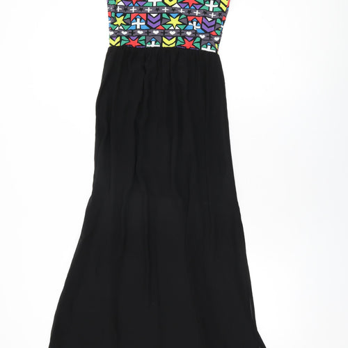 H&M Womens Multicoloured Geometric Cotton Maxi Size 8 Round Neck Pullover