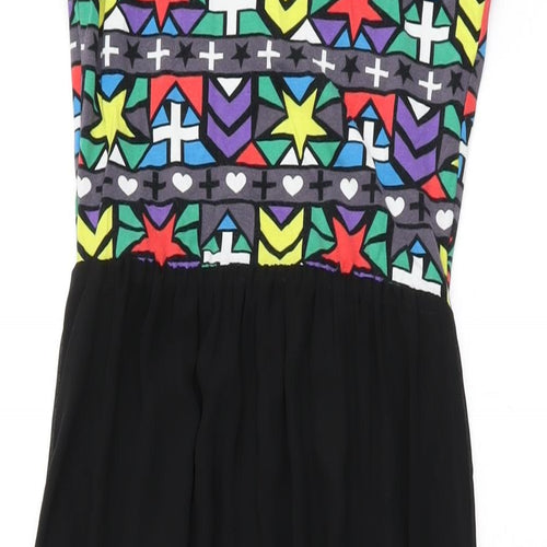 H&M Womens Multicoloured Geometric Cotton Maxi Size 8 Round Neck Pullover