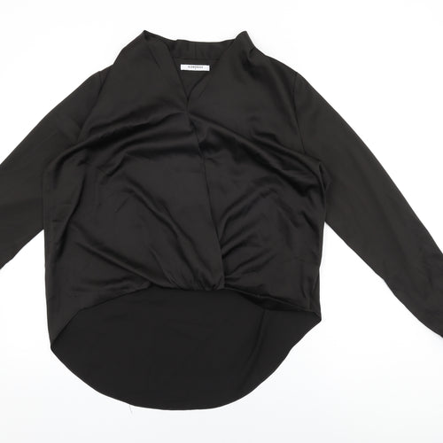 Glamorous Womens Black Polyester Basic Blouse Size M V-Neck