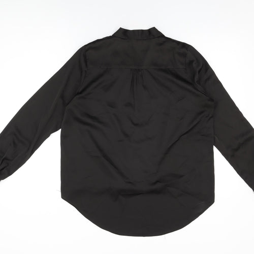 Glamorous Womens Black Polyester Basic Blouse Size M V-Neck