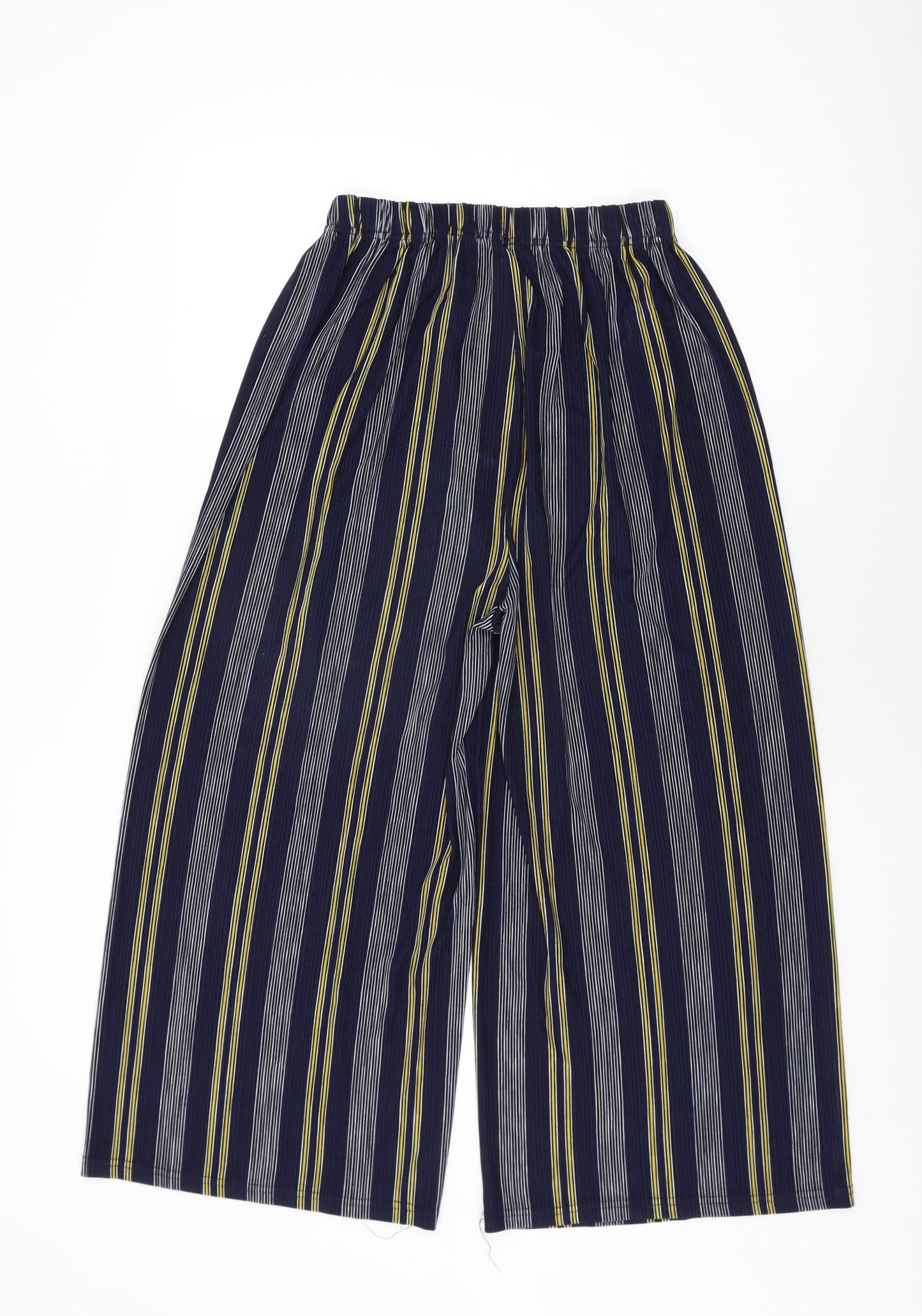 Quiz Womens Blue Striped Polyester Trousers Size 12 L22.5 in Regular