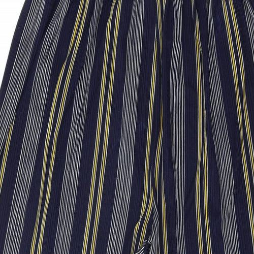 Quiz Womens Blue Striped Polyester Trousers Size 12 L22.5 in Regular