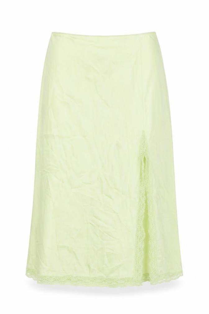 H&M Womens Green Polyester Flare Skirt Size 10 Zip - Lace Trim