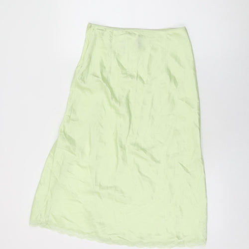 H&M Womens Green Polyester Flare Skirt Size 10 Zip - Lace Trim