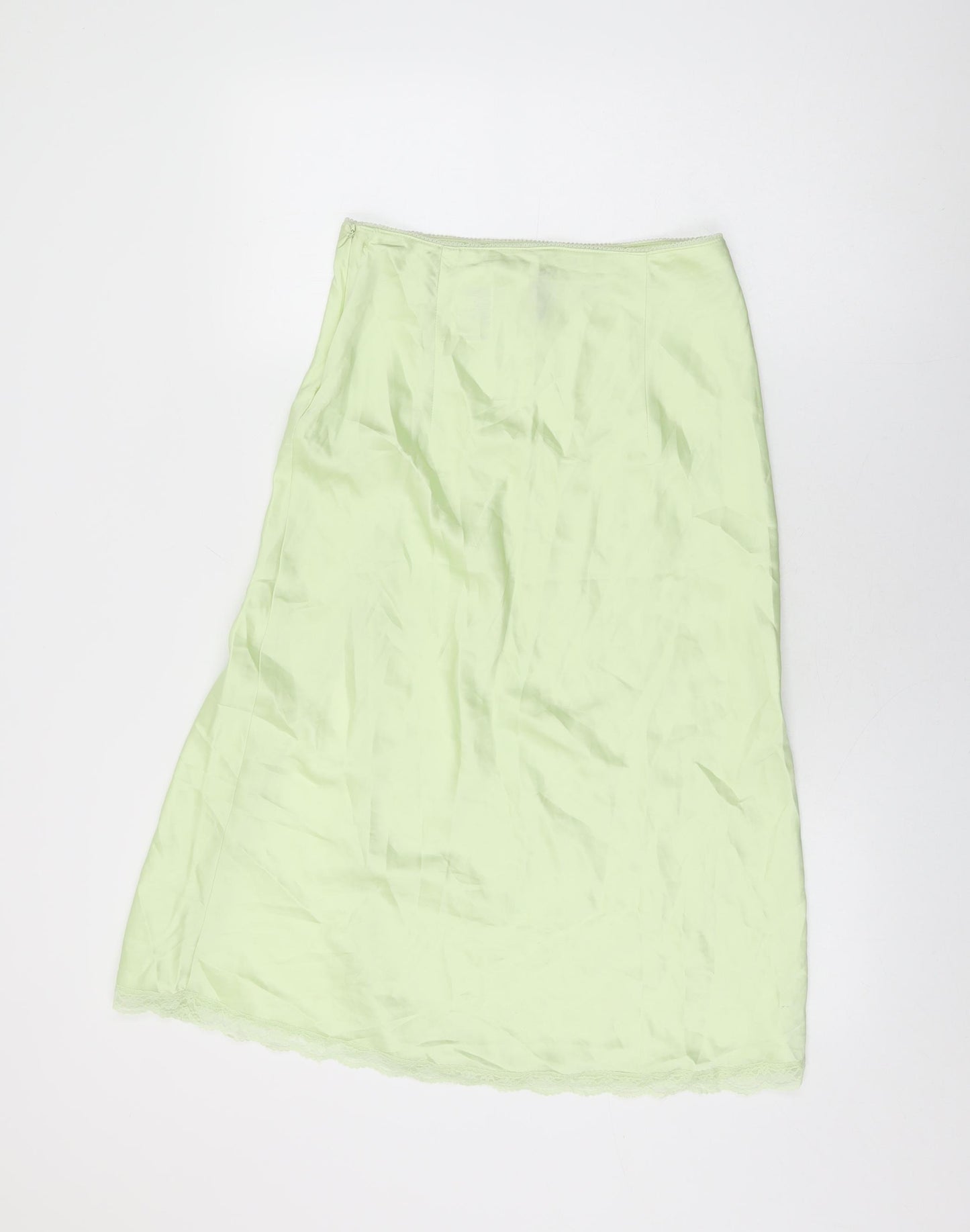 H&M Womens Green Polyester Flare Skirt Size 10 Zip - Lace Trim