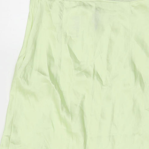 H&M Womens Green Polyester Flare Skirt Size 10 Zip - Lace Trim