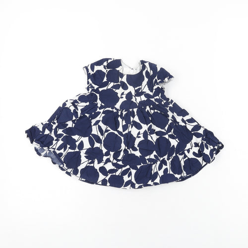 Gap Girls White Floral Cotton A-Line Size 0-3 Months Round Neck Zip
