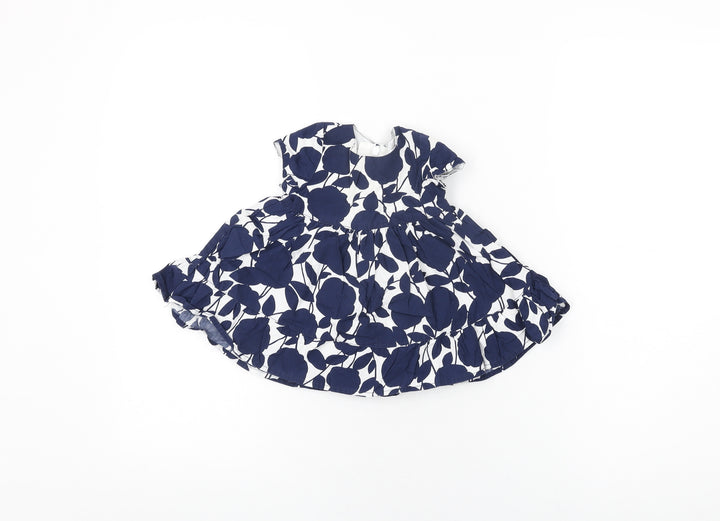 Gap Girls White Floral Cotton A-Line Size 0-3 Months Round Neck Zip