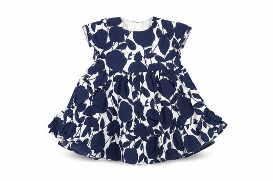 Front view of Gap girls’ white floral cotton a-line, size 0-3, months round neck zip