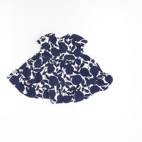 Gap Girls White Floral Cotton A-Line Size 0-3 Months Round Neck Zip