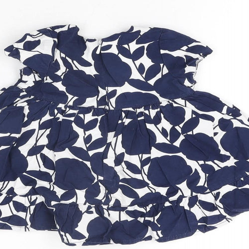 Gap Girls White Floral Cotton A-Line Size 0-3 Months Round Neck Zip