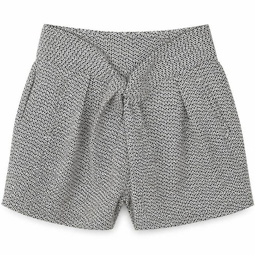 H&M Womens White Geometric Polyester Paperbag Shorts Size 6 L4 in Regular Zip - Belted