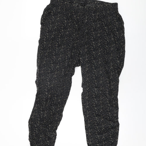 Second Female Womens Black Geometric Viscose Trousers Size L L27 in Regular