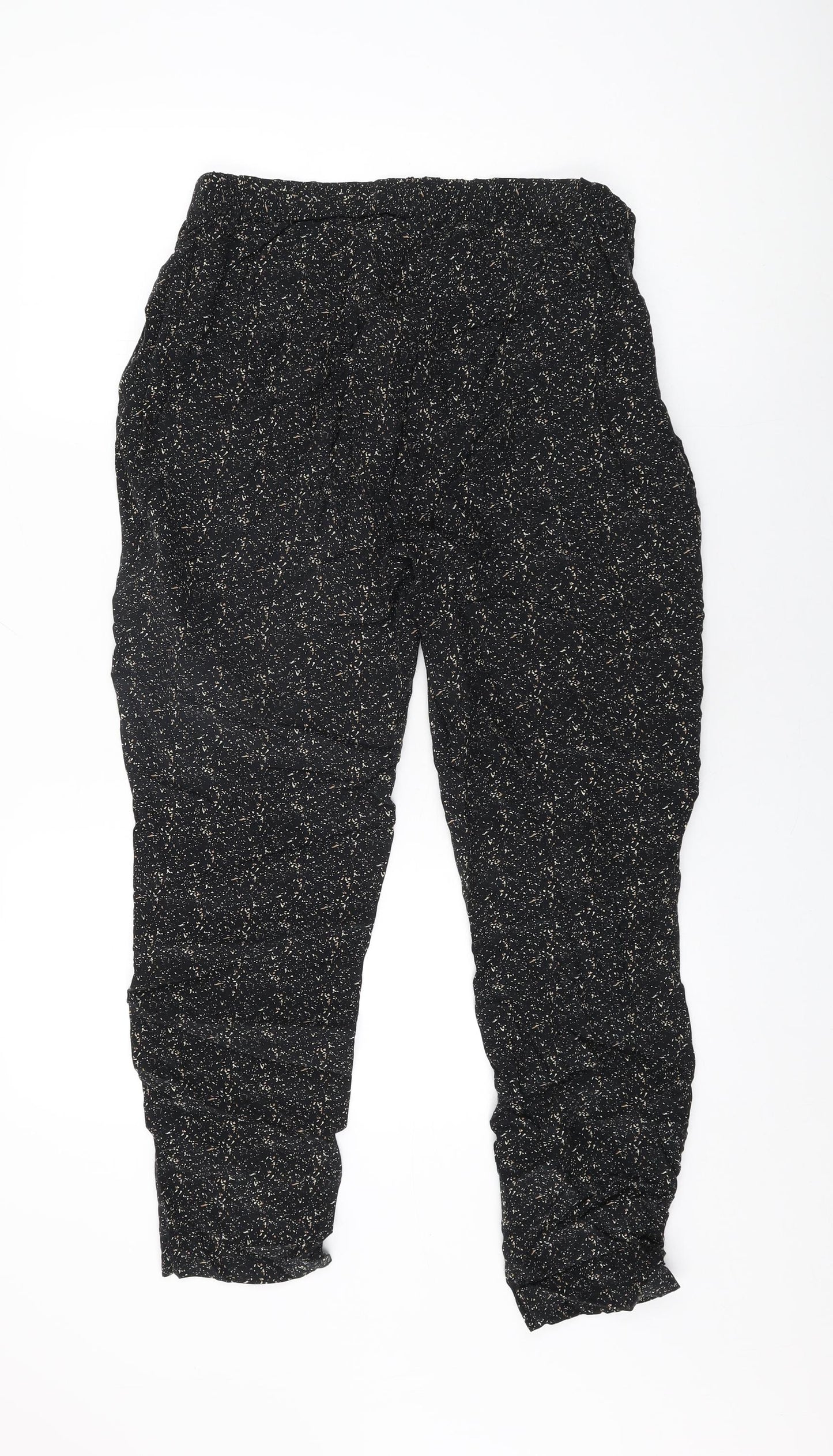 Second Female Womens Black Geometric Viscose Trousers Size L L27 in Regular