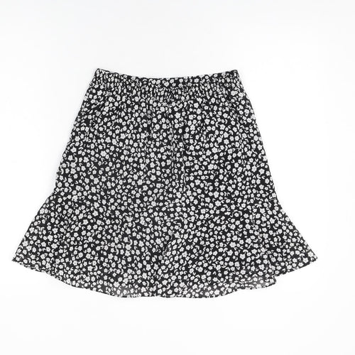 Marks and Spencer Womens Black Floral Polyester Mini Skirt Size 8