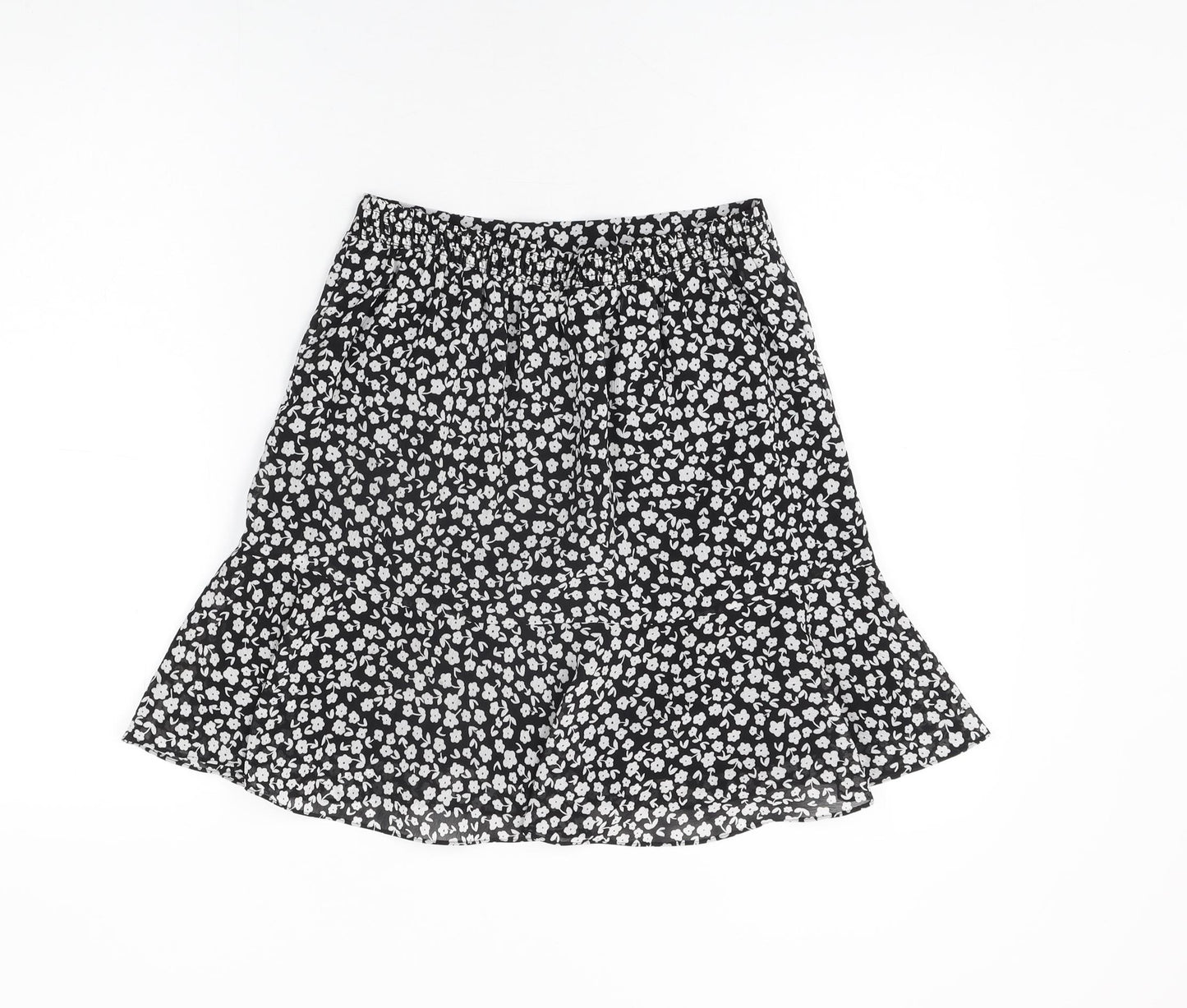 Marks and Spencer Womens Black Floral Polyester Mini Skirt Size 8