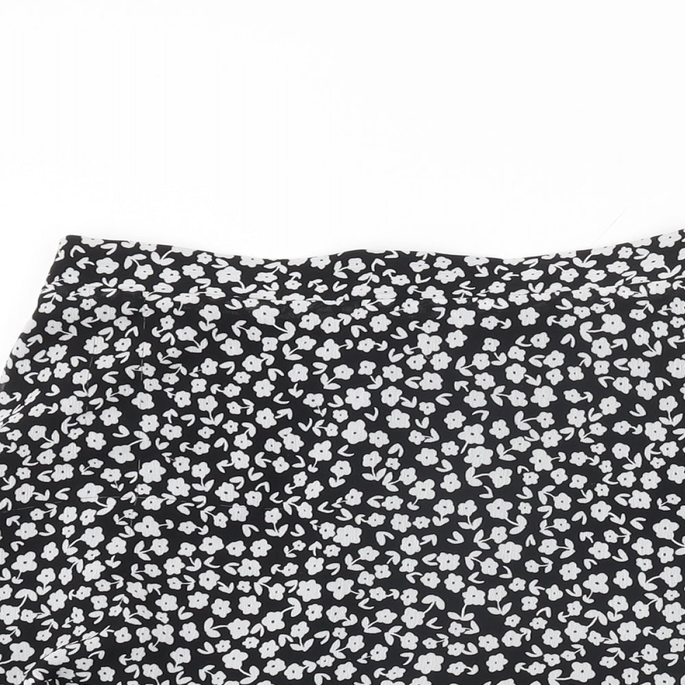 Marks and Spencer Womens Black Floral Polyester Mini Skirt Size 8