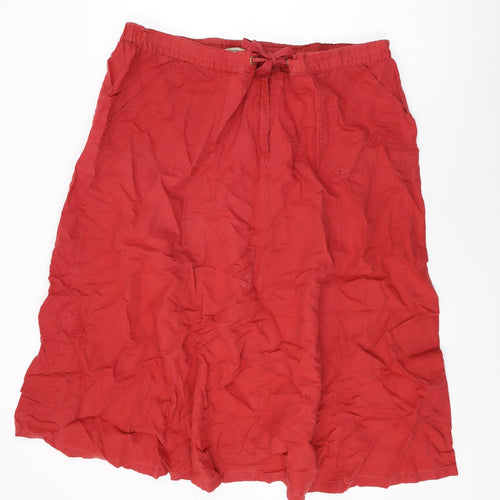 TSW Sportswear Womens Red Linen Swing Skirt Size 26 Zip