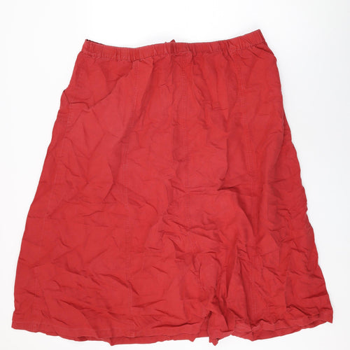 TSW Sportswear Womens Red Linen Swing Skirt Size 26 Zip