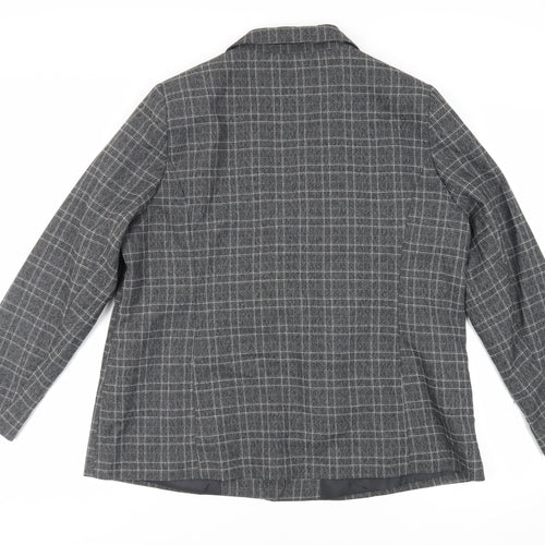 M&Co Womens Grey Plaid Jacket Blazer Size 20 Button