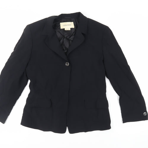 Caractére Womens Black Jacket Blazer Size 12 Button