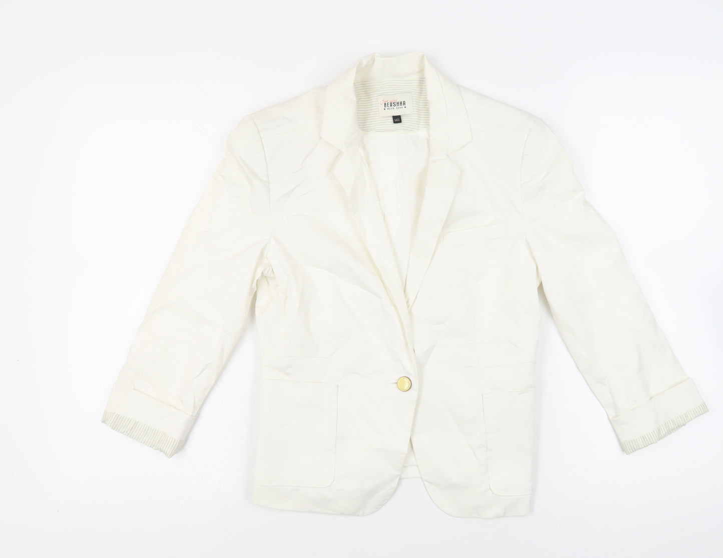 Bershka Womens Ivory Jacket Blazer Size M Button