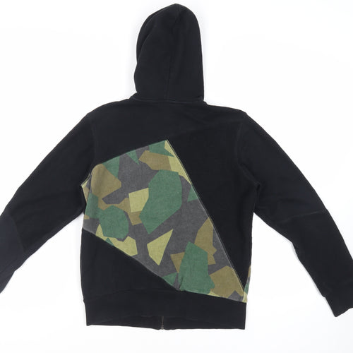 Diesel Womens Black Geometric Cotton Full Zip Hoodie Size S Zip