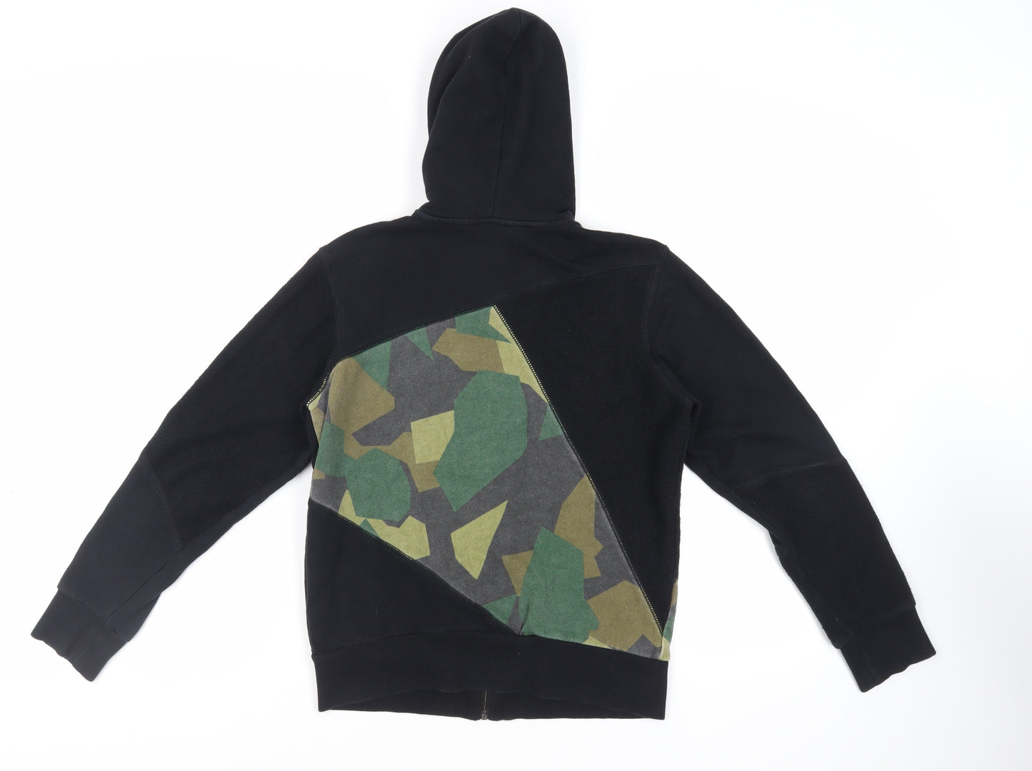 Diesel Womens Black Geometric Cotton Full Zip Hoodie Size S Zip