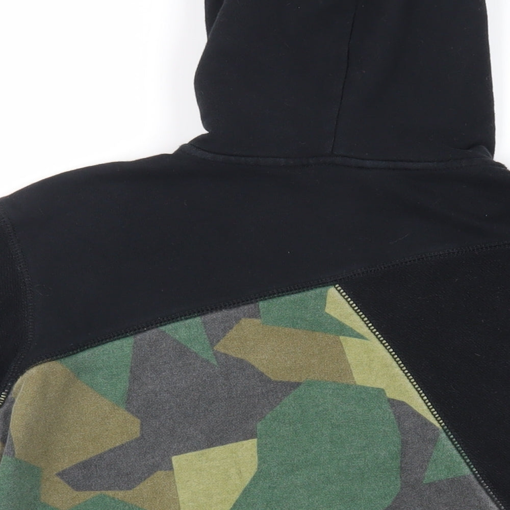 Diesel Womens Black Geometric Cotton Full Zip Hoodie Size S Zip