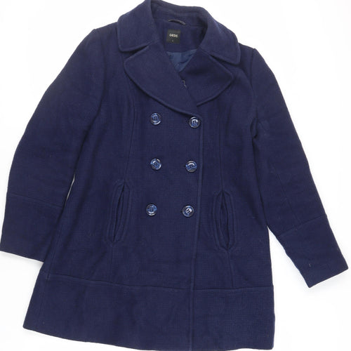 Oasis Womens Blue Overcoat Coat Size L Button