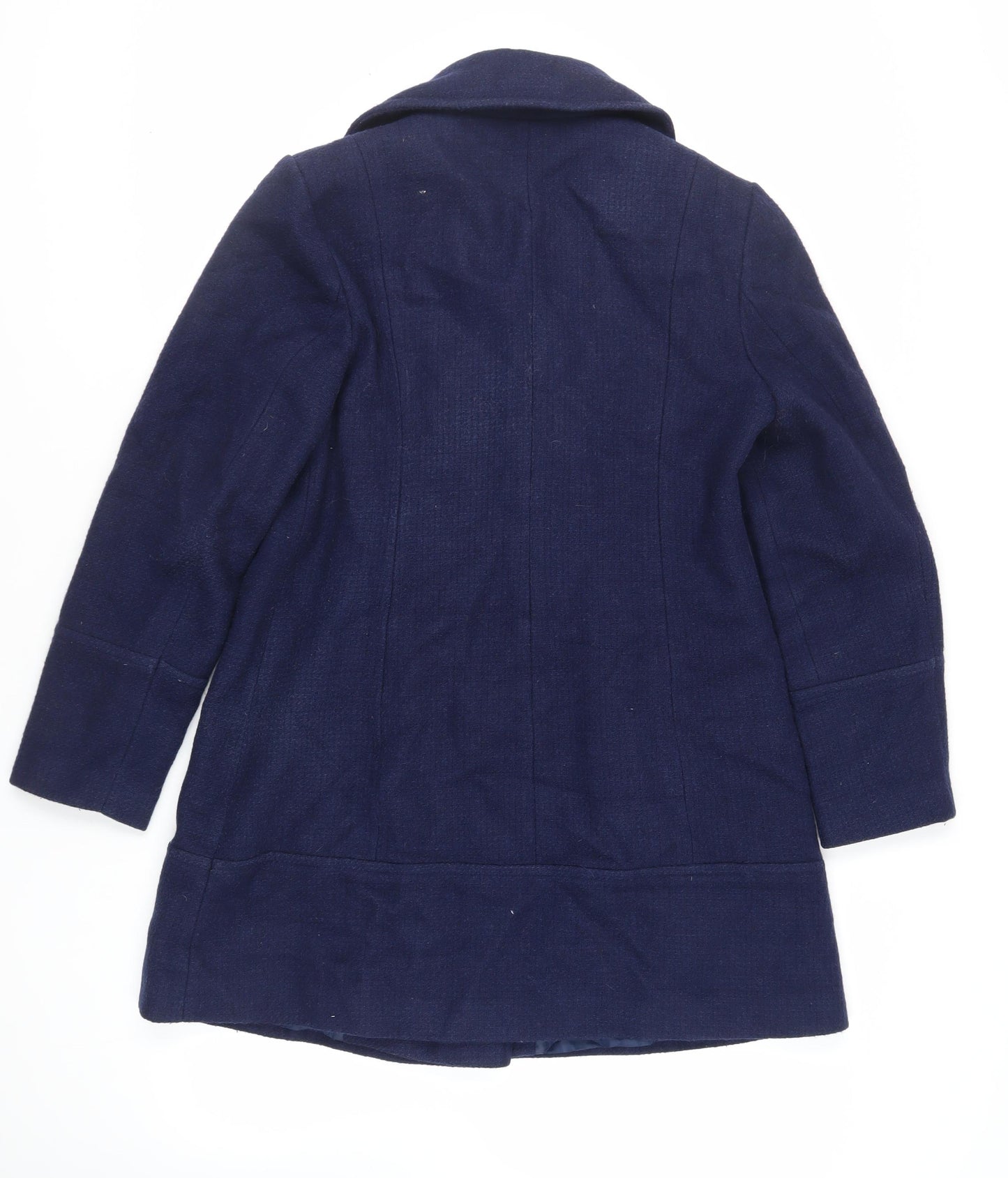 Oasis Womens Blue Overcoat Coat Size L Button