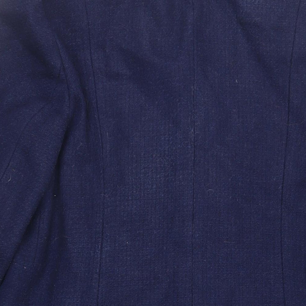 Oasis Womens Blue Overcoat Coat Size L Button