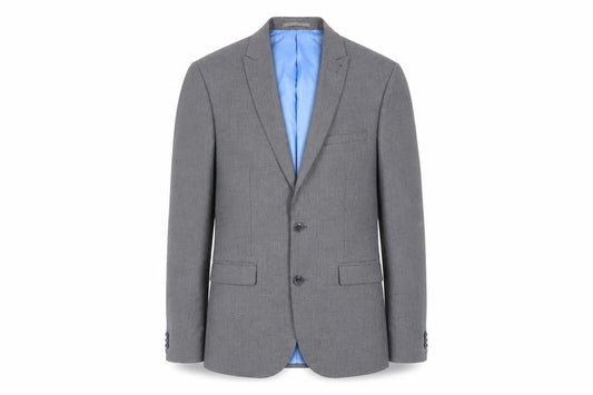 Front view of Marks & Spencer men’s grey geometric polyester jacket suit jacket, size 36, regular