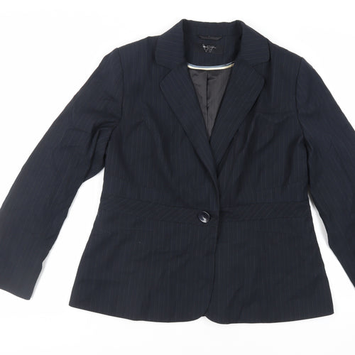 BHS Womens Blue Striped Jacket Blazer Size 18 Button