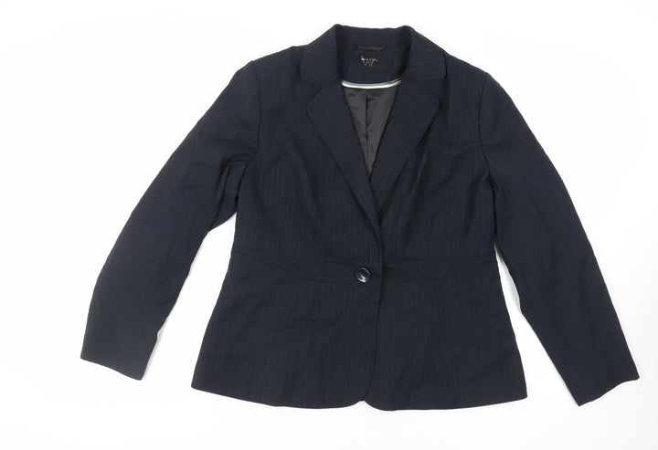 BHS Womens Blue Striped Jacket Blazer Size 18 Button